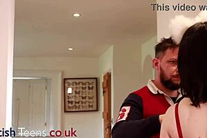 collared british teen slut bent over kitchen desk fucked hard