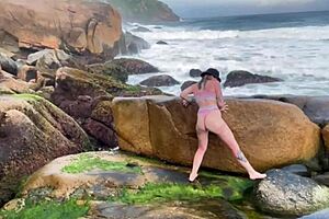 Blonde Pounds Stranger Cock on Floripa Beach!