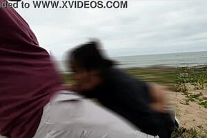 big ass ebony slut takes beach anal creampie from voyeur big cocks