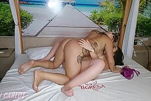 Me and my hot bisexual girlfriend kissing and swinging with huge tits