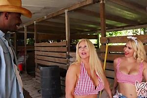 naughty curvy cowgirls nina kayy ride big black cocks outdoors at ranch