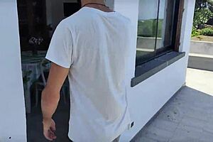 busty italian gardener pays horny brunette with sloppy blowjob and cum gulp in italian moans