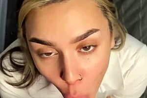 russian brunette wife cheats sucking cock then rides cowgirl pov style