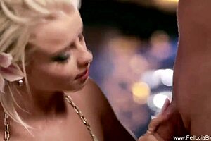 Beautiful girl delivers exciting deep passionate blowjob with cumshot swallow