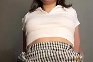 russian brunette wife cheats sucking cock then rides cowgirl pov style