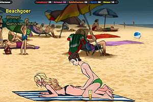 jenny captures exhibitionist cums on her tits in steamy hentai game