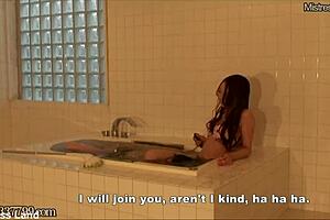 Japanese Femdom Risa Drowns Bound Slave in Bathtub BDSM Shower Anal Play