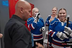 big ass blonde teen sneaks up on cameraman for outdoor fun in locker room