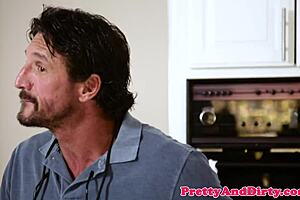 Teen beauty rides stepdad's friend cock in bedroom spooning frenzy