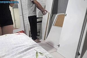 Married Bride Pays Delivery Boy with Bent-Over Doggy Facial Cumshot