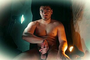 Sexy Vigorous Man's Slow Hard Masturbation Highlighted