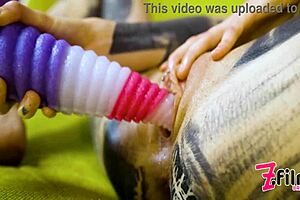 hey check this hippie tattoo teen stuffing her wet pussy with toys