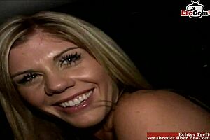 SKINNY BLONDE SLUT RIDES FOR SMALL TITS CREAMPIE