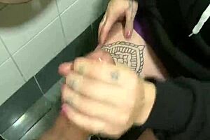 DEEPTHROAT SLUT BLONDE SUCKS COCK IN PUBLIC CINEMA BATHROOM