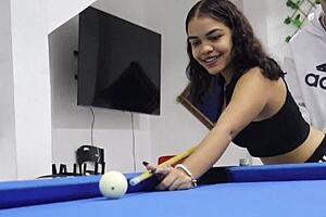 Perverted Stud Teaches Latina Babysitter Billiards Then Pounds Tight Pussy