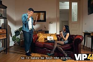 Vip4k Sexy Brunette Sucks Old Cock in Heels Stockings Tease