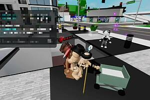 she's out there getting rough anal fucked publicly by her prostitute pal in the square