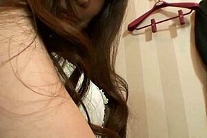 Rie Obata kneads hairy pussy intensely with vibrator