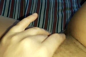 I rub my innocent hairy pussy while home alone