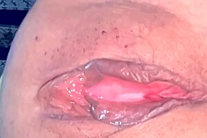 Amateur shaved pink pussy closeup post virginity loss