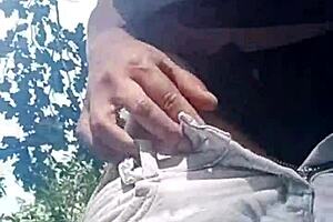 she masturbated blissfully in the river spotting a sneaky voyeur nearby