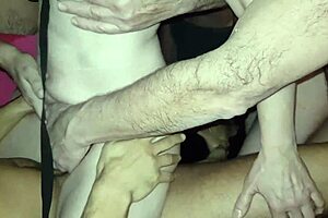 bound female slave submits in gloryhole at swingers club with cumshots