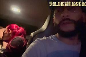 Two bisexual babes pay ride fare with sloppy dual blowjob action.