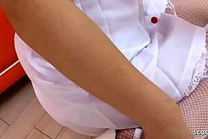 Skinny Japanese Nurse Cosplay Delivers Uncensored Oral Tease