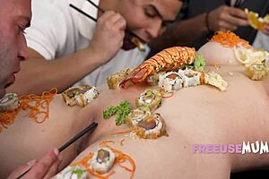 hey asian milf chef spreads pussy freeuse style for hungry fucking dessert