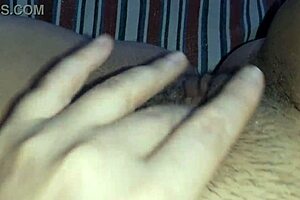 I rub my innocent hairy pussy while home alone