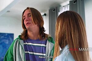 stepmom spreads ass for stepson's thick cock double anal pounding