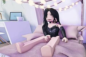 e-girl fingers pussy to orgasm in steamy roblox animation