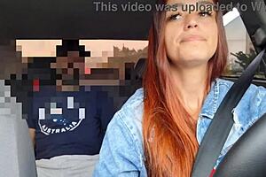 slutty rideshare driver catches jerking passenger and fucks him raw!