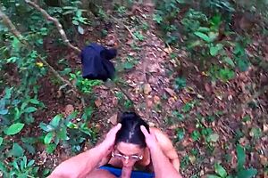 Slut moans wildly in forest taking endless cock 💦🌲