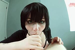 Petite Mavis Dracula rims boss ass then gulps deepthroat cum load