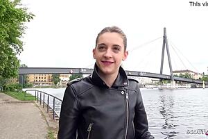 german scout picks petite euro teen for street anal casting
