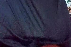 naughty black crossdresser oils up his huge cock stroking to explosive cumshot