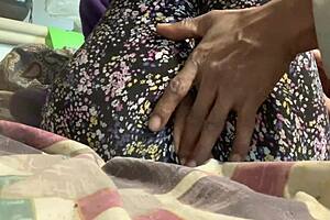 Petite teen in leggings gets so wet watching porn, stepdad rips them to finger her pussy.