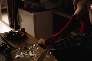 i get so horny naked cooking showing hairy milf pussy close up to his big cock