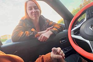 Stranger girl catches public car dick flash shows boobs helps jerk