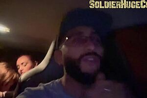 Two bisexual babes pay ride fare with sloppy dual blowjob action.