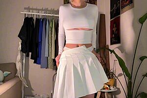 Skinny Babe Boldly Tries On All Her Tight Skirts