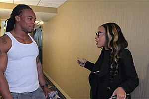 Ohh man, Mena Carlisle's slim thick body got seduced so hot in ebony threesome!