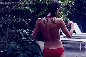 alessandra ambrosio teases stripping sexy latina babe undressing slow