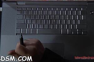 filthy blonde bound slave masturbates with toys