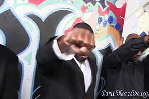 Busty beauty's teasing leads to shocking group cum finale