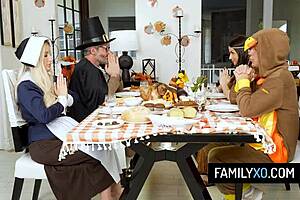 chanel camryn and tiffani madison in hot thanksgiving foursome orgy