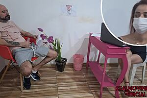 Public waiting room masturbation exposed to receptionist in thrilling outdoor risk