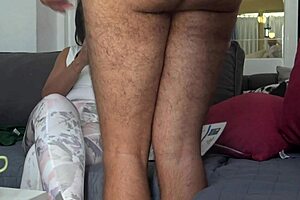 mature milf hides hairy pussy surprise but horny stud gets closeup peek