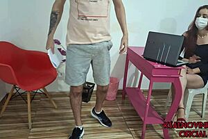 Public waiting room masturbation exposed to receptionist in thrilling outdoor risk